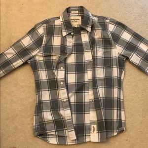 Abercrombie & Fitch Gray and White Flannel Shirt